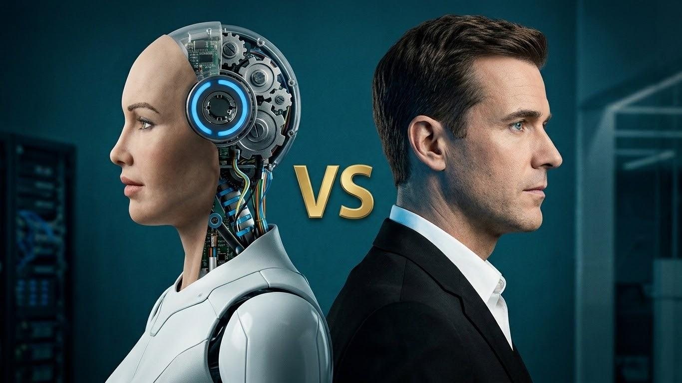 Robô humanoide versus homem