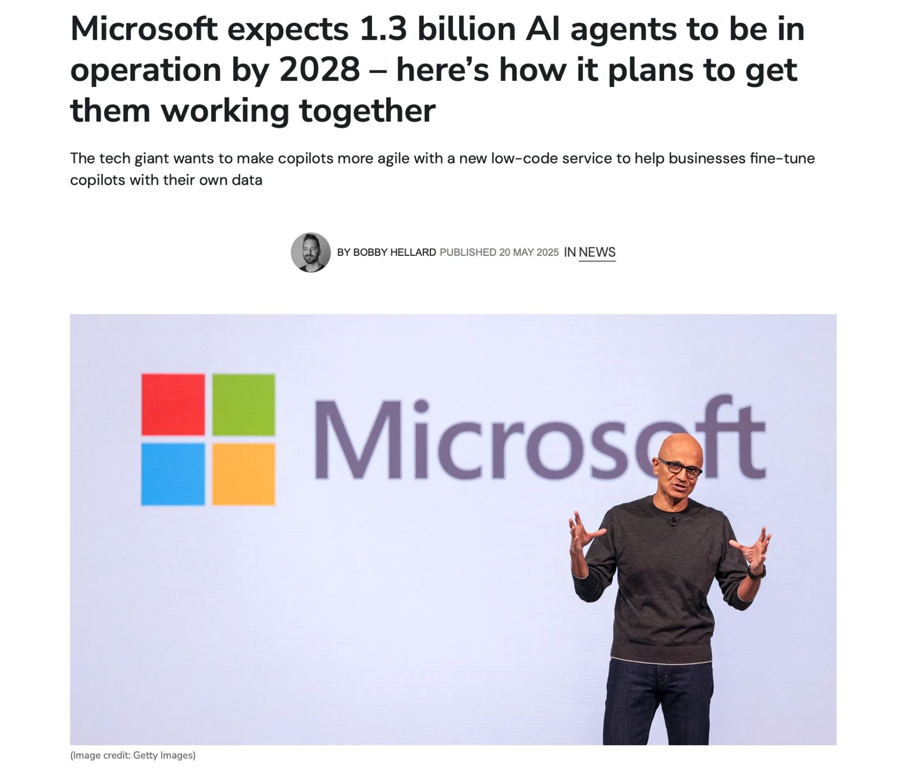 Microsoft expects 1.3 billion AI agents
